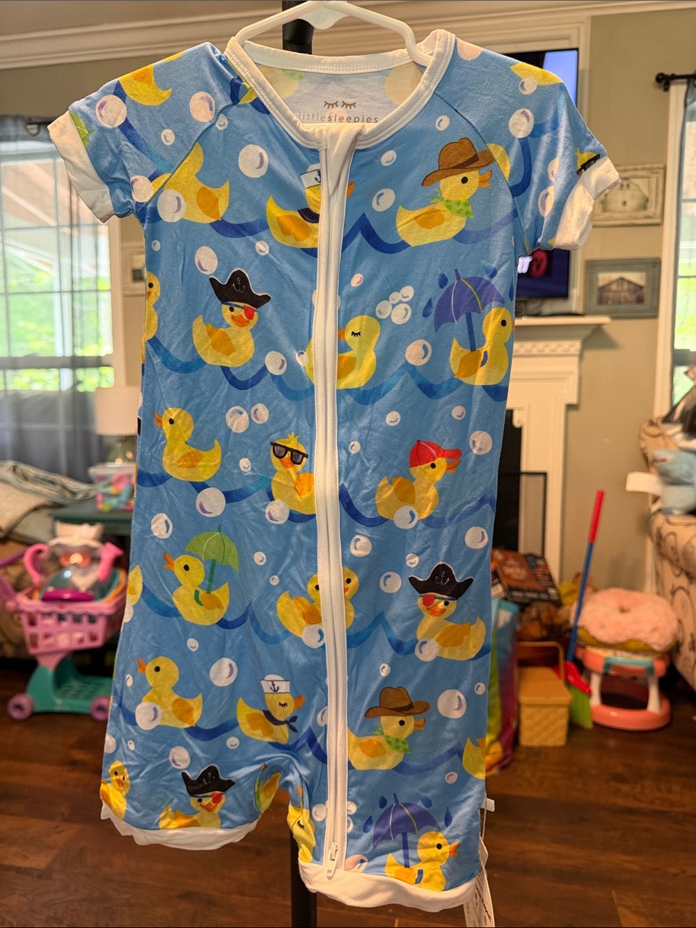 Little Sleepies Blue and Yellow Duck Pajama Romper